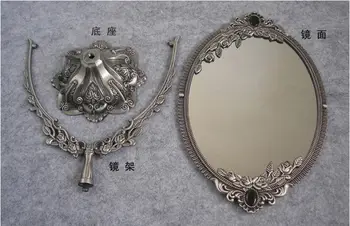 Derliaus dvigubo veido šviesą alavo lydinio metalo stalo makiažas odininkas darbalaukio dekoratyvinis veidrodis, reljefinis rėmas makiažo priemonė, 330C