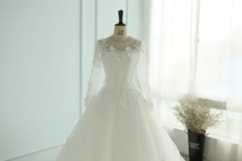 Derliaus Musulmonų 3D Gėlės, Vestuvinės Suknelės Kristalų 2018 Vestuvių Suknelė ilgomis Rankovėmis Prabanga Dubajus Vestuvinės Suknelės Nėriniai Chalatas De Mariee