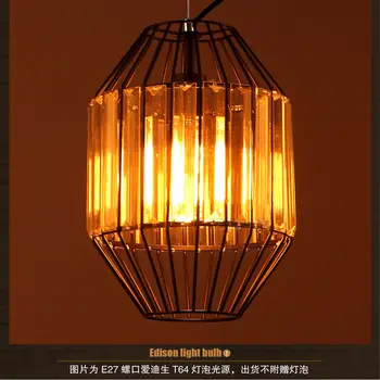 Derliaus Pramonės Edison Retro Kristalų Geležies Birdcage LED Lubų Šviesos Pakabukas Lempa, Restoranas, Valgomasis, Kavinė Baras Liustra