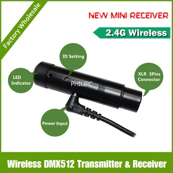 DHL/EMS 2.4 G Wirelesswireless dmx512 siųstuvas & imtuvas belaidžio dmx baterijos energijos 3PCS