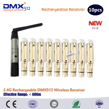 DHL Nemokamas pristatymas Belaidžio DMX512 2.4 GHz XLR imtuvas rgb baterija dmx512 belaidžio led apšvietimas