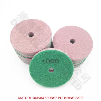 DIATOOL 10vnt 100MM Sponge Deimantų Šlifavimo kempinėlės marmuro minkštas Akmuo, Smėlis 1000 Naujo tipo Šlapio šlifavimo diskai