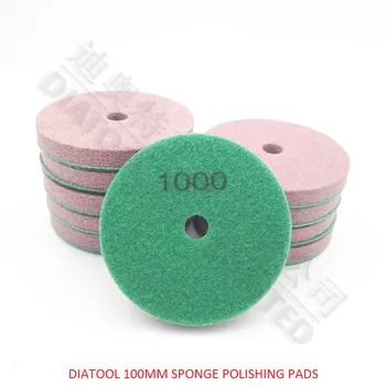 DIATOOL 10vnt 100MM Sponge Deimantų Šlifavimo kempinėlės marmuro minkštas Akmuo, Smėlis 1000 Naujo tipo Šlapio šlifavimo diskai