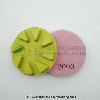 DIATOOL 3pcs 80mm #3000 diamond grindų šlifavimo disko Gėlių, 3 tipo