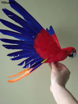 Didelis 40x60cm papūga paukštis modelio mėlynos ir žalios plunksnos skleisti sparnus papūga rankdarbių,atraminiai,sodo namų dekoravimo, dovanų p1825