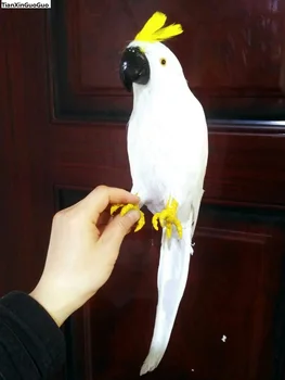 Didelis 42cm baltos plunksnos papūga kakadu paukštis sunkiai modelis prop,sodo namų dekoravimo, dovanų s1388