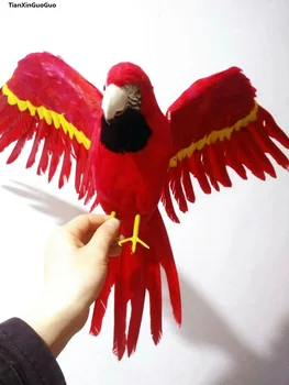 Didelis 42x60cm geltona raudona skleisti sparnus papugos plunksnos papūga paukštis sunkiai modelis prop,sodo puošmena papuošalai dovana s1453