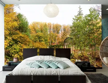 Didelis freskomis,JAV Parkų Tvenkinys Rudenį Medžiai, Sodai, Gamta tapetai,gyvenamasis kambarys su sofa-lova, TV sienos miegamajame 3d tapetai papel de parede