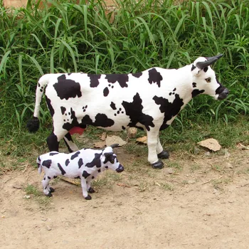 Didelis ir mažas modeliavimas karvė, žaislų, kūrybinės amatų karvė modelis dovana, apie 52cm,22cm