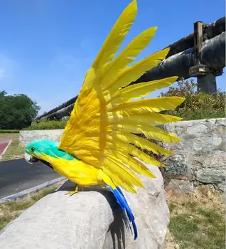 Didelis naujų modeliavimas geltona papūga modelis putų&kailiai, sparnų paukštis lėlės dovana apie 45cm 1362