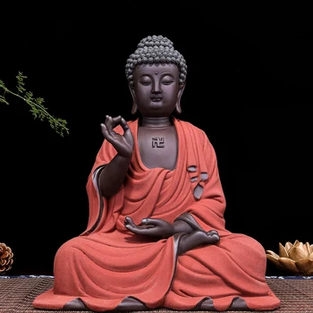 Didelė Budos Statula, Skulptūra Rankų darbo Statulėlės, Violetinės, smėlio medžiagos, Budizmas Namų Dekoratyvinės Keramikos Amatai Siųsti dovanos draugams