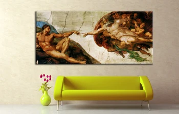 Didelės Drobės Spausdina aliejaus tapybai Michelangelo (Adomo) garsus meno atspausdinta ant drobės už sienos