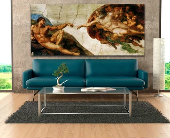 Didelės Drobės Spausdina aliejaus tapybai Michelangelo (Adomo) garsus meno atspausdinta ant drobės už sienos