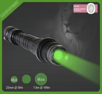 Didelės galios subzero zoomable šviesų aukščio 100mw žalias lazeris žibintuvėlis dėl medžioklės, savigynos,