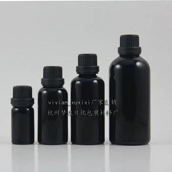 Didmeninė 10ml blizgios juodos spalvos stiklo buteliukas su lašintuvu didelis plastiko dangtelį,lašintuvu konteinerių,10 ml eterinio aliejaus butelis