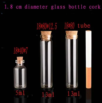 Didmeninė 200pcs/daug 5ml(18*40*7) skaidrios stiklo buteliukai su medienos plug ilgas tipas stiklainiu,Stiklo Butelių,stiklo indelyje