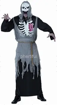 Didmeninė -2016 Karšto pardavimui Naujas Stilius Helovinas Kostiumas Cosplay Šalies Drabužių suaugęs žmogus megztos juodos spalvos su gobtuvu kaukolė kostiumai