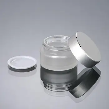 Didmeninė 20G Matinio Stiklo Grietinėlės Indelį 20ml Kosmetikos Stiklo Pakuočių Konteinerių Su Aliuminio Dangteliu