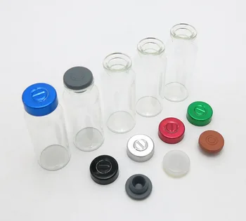 Didmeninė 50pcs/daug 20ml skaidraus stiklo buteliuke su aliuminio spalvinga dangteliai,2/3oz mėginio buteliukai su butilo silikono gumos kamščiu,