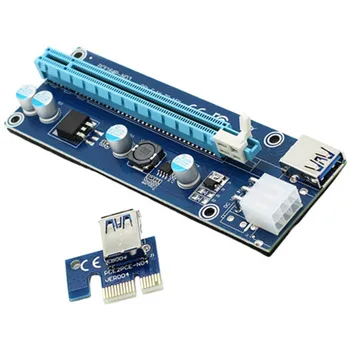 Didmeninė 6pcs USB 3.0 PCI-E Express 1X 4x 8x 16x Extender Stove Adapterio plokštė su SATA 15pin Vyras į 6pin Maitinimo Kabelis
