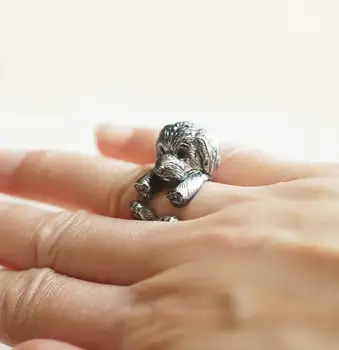 Didmeninė Derliaus Reguliuojamas Pudelis Žiedas Aukštos Kokybės Prekės Dizaineris Raižyti Poilsio Black Vyrų Pudelis Žiedai Moterų Papuošalai