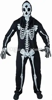 Didmeninė - Karšto pardavimo 2016 Naujas Stilius Helovyno Cosplay Kostiumas Šalis Drabužių suaugęs žmogus megzti juoda jumpsuit kaukolė kostiumai