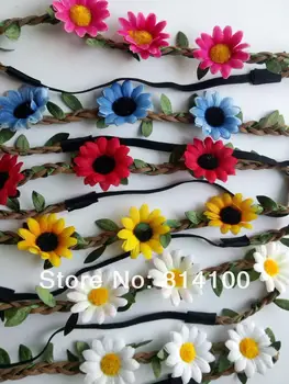 Didmeninė mados saulėgrąžos bohmian paplūdimio priedai hairband kaspinai tris gėlių mixcolor
