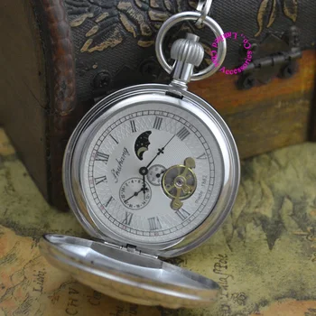 Didmeninė mechaninė kišeninio laikrodžio valandos top geros kokybės naują dovanų žmogus retro vintage, classic sidabro, vario, žalvario atveju Kupidonas
