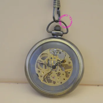 Didmeninė naujas mados geros kokybės senovinių retro antikvariniai bronzos tėvas vyrų dovana steampunk mechaninė kišeninio laikrodžio valandos