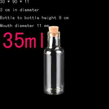 Didmeninė Talpa 35ml(30*90*11mm) 50pcs Smulkių, skaidraus stiklo butelio kamščio nutolimas vaikas, 35ml stiklo, Norinčių butelis,mini butelis