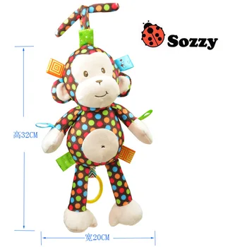 Didmeninės ! 5vnt Aukštos Kokybės Pliušinis vaikų Žaislų Sozzy Kūdikio Barškutis Žaislai Monkey Traukti Bell Pliušiniai Žaislai Kūdikiams Nuraminti Lėlės