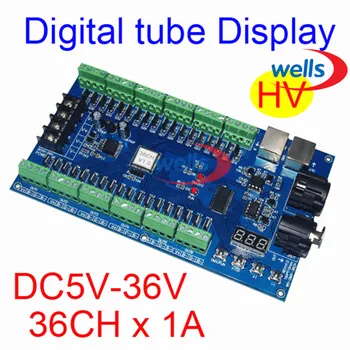 Digital tube Display 36CH DMX512 Decoder controller, DC5~36V MAX 3A XRL 3pin controller,RGB controller