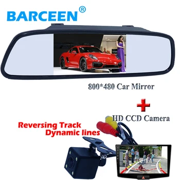 Dinaminis kelio linija+170 kampo objektyvas +atsparus smūgiams +universal+8 led automobilio galiniai važiavimo atbuline eiga kamera su automobilio ekrano veidrodis 4.3