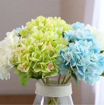 Dirbtinis Hydrangea Gėlių Namuose Šalis, Dekoratyvinės Gėlės geros kokybės šilko, rankų darbo gėlių