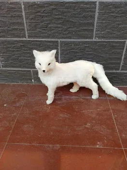 Dirbtinis white fox modelis,polietileno&pūkuotas kailis didelis 60x40CM fox rankdarbių namų, sodo puošmena dovana a2035