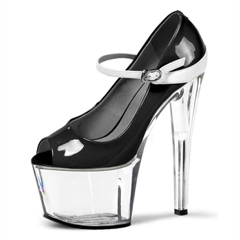 Diržo sagtis seksualus naktinis klubas plieno vamzdis batai moterų aukšto kulno batai siurblys platforma 17 cm kristalų batai