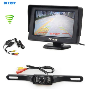 DIYKIT 4.3 Colių Spalvotas TFT LCD Automobilinis Monitorius + infraraudonųjų SPINDULIŲ Naktinio Matymo HD Automobilio Galinio vaizdo Kamera, Belaidė Parkavimo Pagalbos Sistema