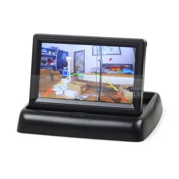 DIYSECUR 4.3 colių Sulankstomas LCD Automobilinis Atbulinės Galinio vaizdo Stebėti Automobilių Monitorius 2 Video Įėjimas + CCD Galiniai Priekiniai Dydžio Vaizdą Automobilio vaizdo Kamera