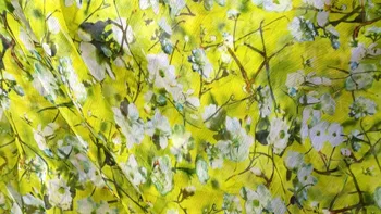 Dizaineris 8mm natūralus mulberry šilko šifono audinio, Geltonos spalvos gėlių spaudinių marškinėliai, drabužiai, apdailos šalikas tissus japonais