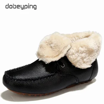Dobeyping 2017 Nauji Žieminiai Sniego Batai Išlaikyti Šiltas Pliušinis Batus Moteris Originali Karvės Oda Moterų Batai Atsitiktinis Moterų Butai Batų