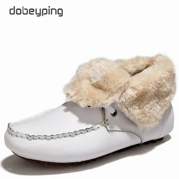 Dobeyping 2017 Nauji Žieminiai Sniego Batai Išlaikyti Šiltas Pliušinis Batus Moteris Originali Karvės Oda Moterų Batai Atsitiktinis Moterų Butai Batų