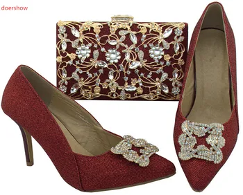 Doershow Afrikos batų ir maišelį nustatyti vestuvių italijos batų su atitikimo maišelį dizaino ponios atitikimo batų ir krepšys!SWR1-21