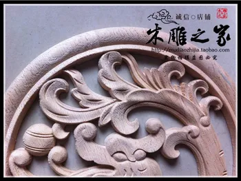 Dongyang medžio drožyba senovinių Kinų drakonas raižyti gėlių aplikacijos pleistras pleistras turas gėlių dekoratyvinės medžio drožlės