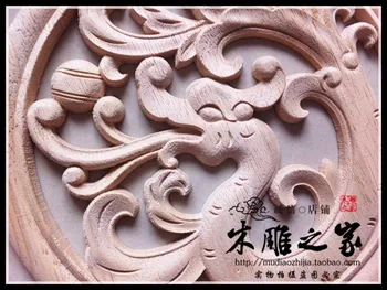 Dongyang medžio drožyba senovinių Kinų drakonas raižyti gėlių aplikacijos pleistras pleistras turas gėlių dekoratyvinės medžio drožlės