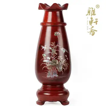 Dongyang medžio drožybos amatų raudonmedžio vazos, papuošalai, Namų Dekoravimo vidutinio raudonmedžio natūralaus medžio, plytelių shell gėlių
