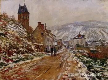 Dovana užsakymą Peizažas Kelių Vetheuil Žiemą pateikė Claude Monet Aukštos Kokybės Rankų dažytos