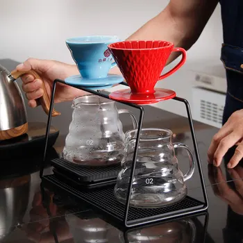 Du kartus skylę Pour-per kavos plieno rėmas siza/Pour-per kavos plieno Rėmo profilyje ekranas/nerūdijančio plieno Dripper Stovo