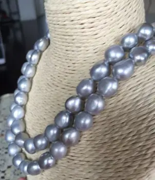 Du kartus sruogos 12-13mm pietų jūros sidabro pilkumo baroko perlas necklace17