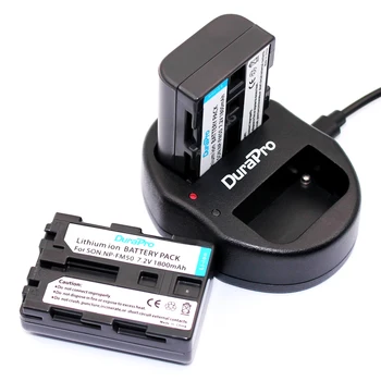 DuraPro 2pc NP-FM50 NP FM50 1800mAh Rechargeable Li-ion Batteries + Dual USB Charger For Sony NP-FM51 NP-QM50 NP-FM30 NP-FM55H