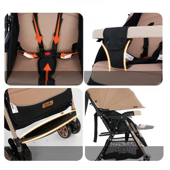 Dvi Būdas Stumti Kūdikio Vežimėlį su Koja Dangtis, 6.5 KG lengvas kūdikis vežimas, gali sėdėti gali gulėti vežimėlis, nešiojamasis kūdikio vežimėlis